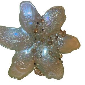 EUC Flower Shaped Turquoise Translucent Trinket Holder Dish